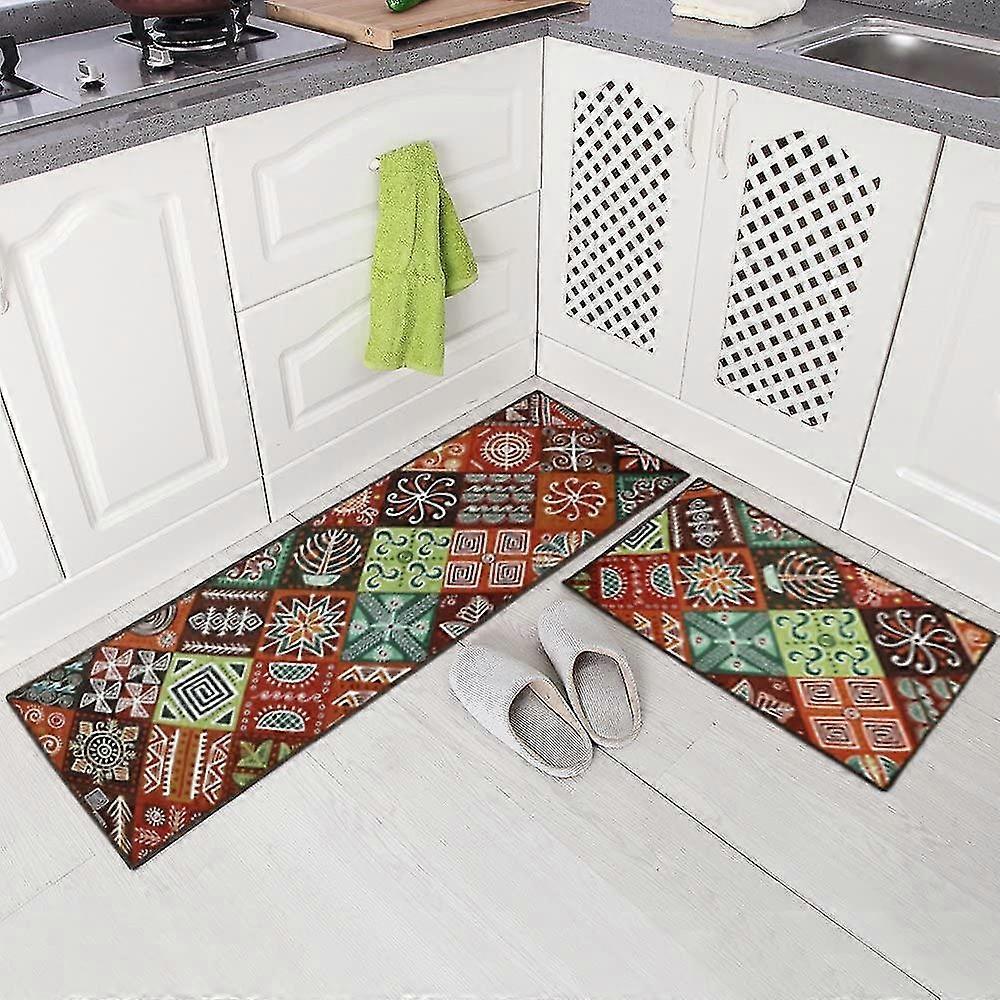 2 Piece Non-Slip Kitchen Mat Runner Rug Set