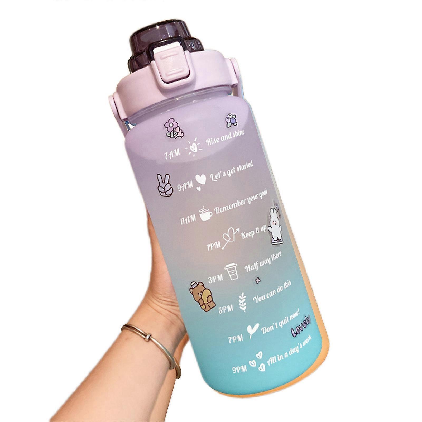 Frostad Cup Utomhus Sport Bärbar Med Studslock Stor 2000ML Blå Modell Gradient 2000ml Kapacitet Vattenflaska