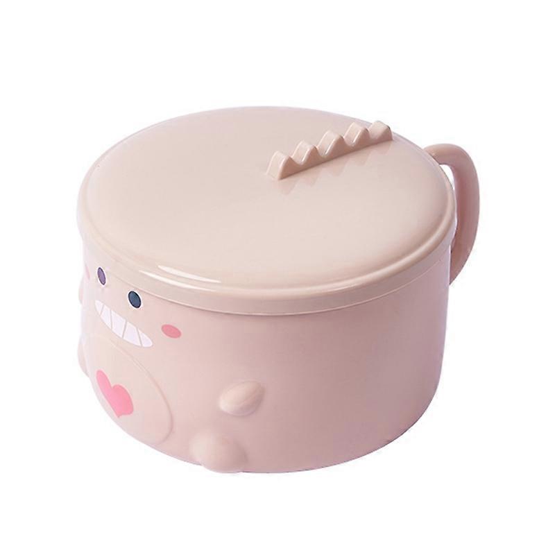 Instant Noodle Bowl with Lid Large Capacity Dinosaur Pattern Food Grade Fruit Cereal Bowl for Dormitory