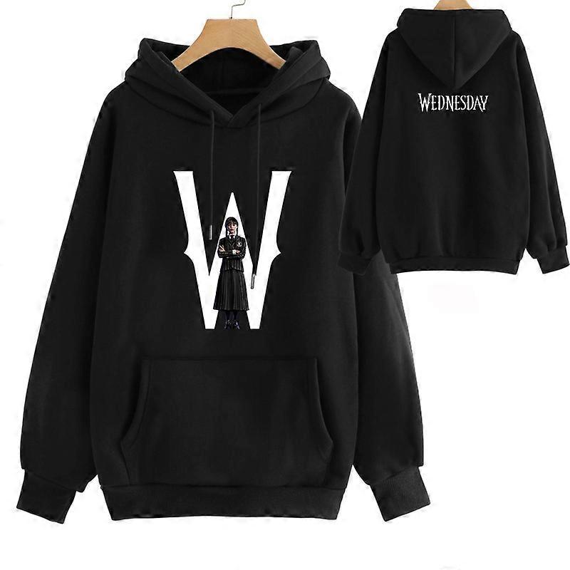 Black Cotton Hooded Sweatshirt