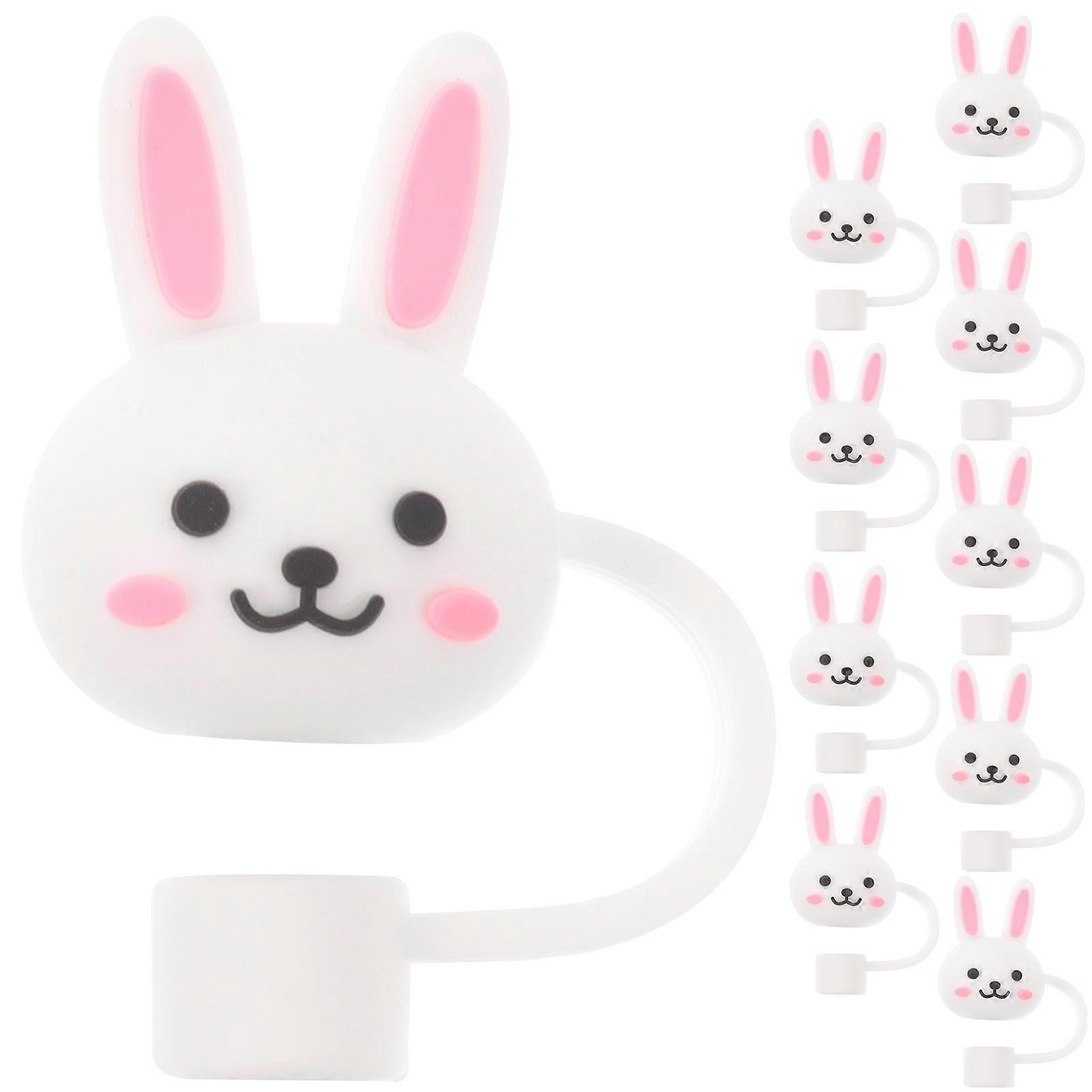 10pcs Straw Tips Cover Reusable Bunny Straw Toppers Straw End Tips Straw End Cover