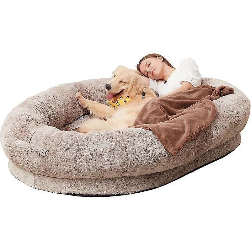 MAXYOYO Sitzsackbett XXL – Riesiges Hundebett Für Mensch & Tier, 185x115 Cm, Abnehmbarer Bezug, Flauschig Grau