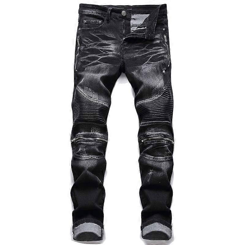 Stretch Jeans Black And Yellow Biker Jeans VEKDONE 2025 Men's