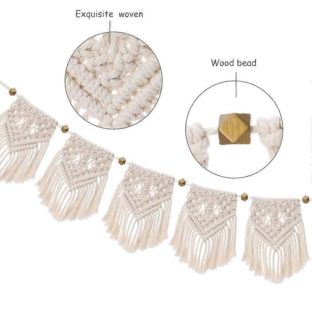 Vinterkampanj, Macrame Vägghängande Handgjord Textil Fringe Girlang Banner för vardagsrum sovrum bröllopsfest