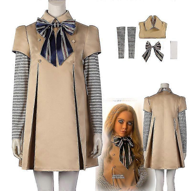 Skräckfilmer M3gan Cosplay kostym Ai Doll Robots Klänning Top Strumpor Bowknot M3gan Full Sets Halloween Outfits Kläder för tjejer