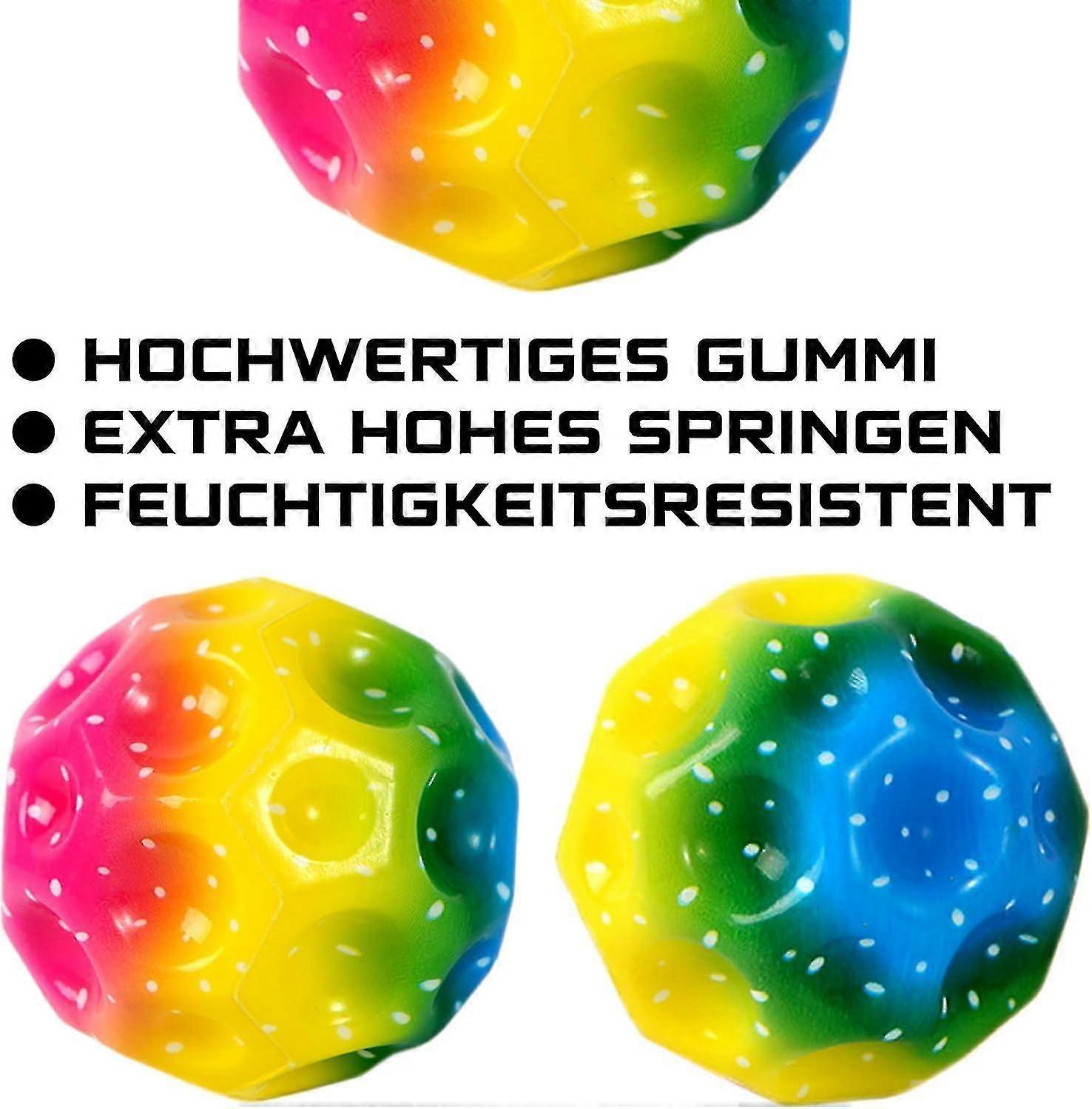 3pcs Rainbow Space Balls, Extreme High Bouncing Ball & Pop Sounds Meteor Space Ball, Moon Ball, Pop バウンススペースボール For Kids Gift