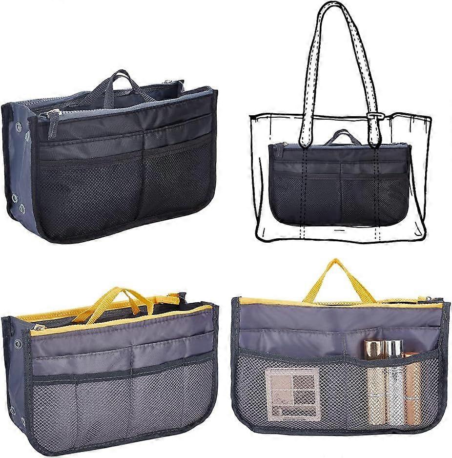 2 Colors Nylon Purse Multifunctional Organizer Insert, 2pcs Handbag Pocket Organizer Bag in Bag Multi Pocket Multi functional for Bag Door Car Wardrob