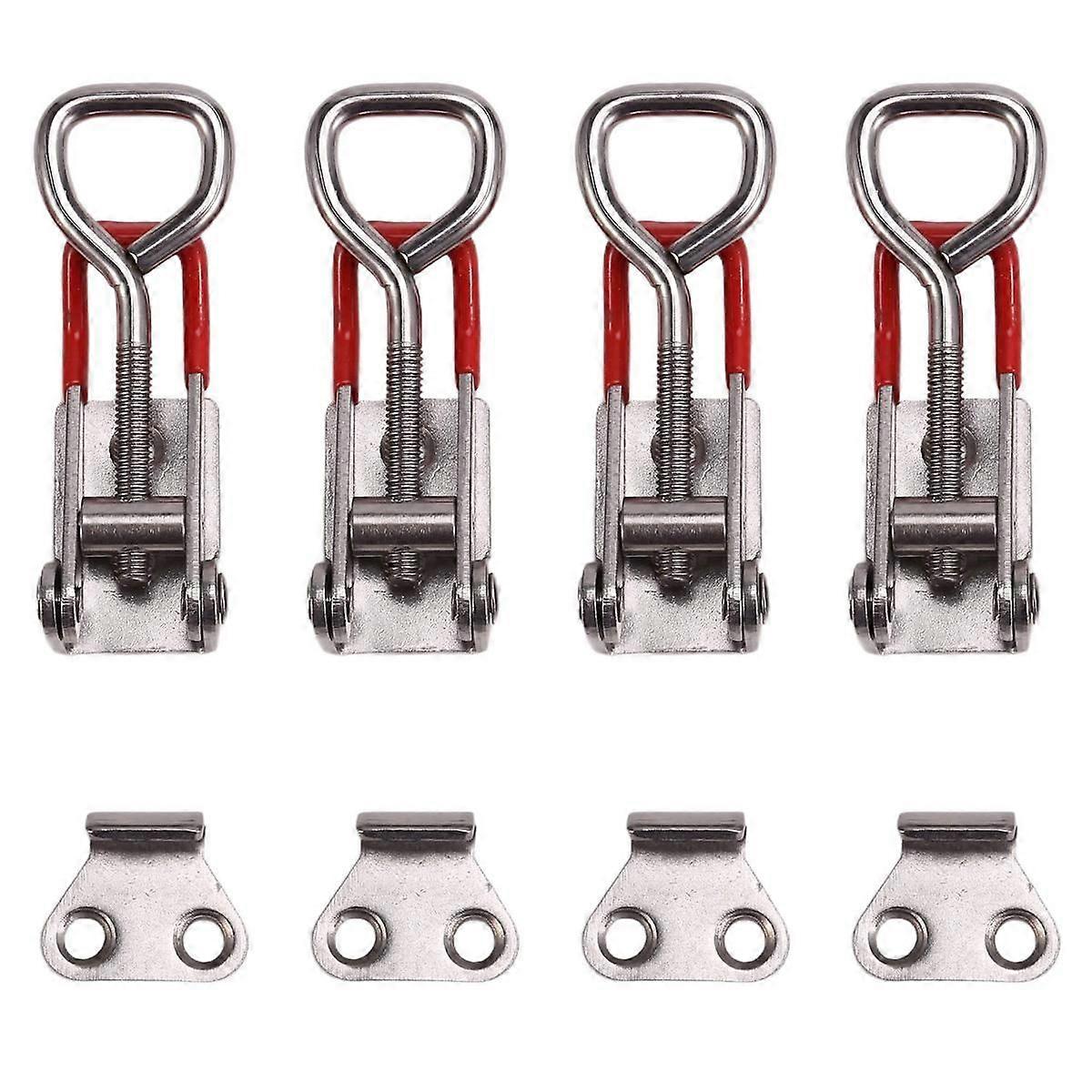 4PCS Adjustable Toolbox Case Metal Toggle Latch Catch Clasp Quick Release Clamp Anti-Slip Push Pull