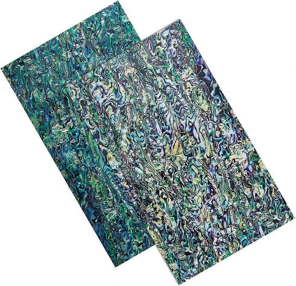 5.5x9.5 Inch 2Pcs Abalone Shell Stick Abalone Veneer Sheet Green Yellow Rectangle Imitation Shells Hand Stickers for Inlay Projects Craft Handmade Dec