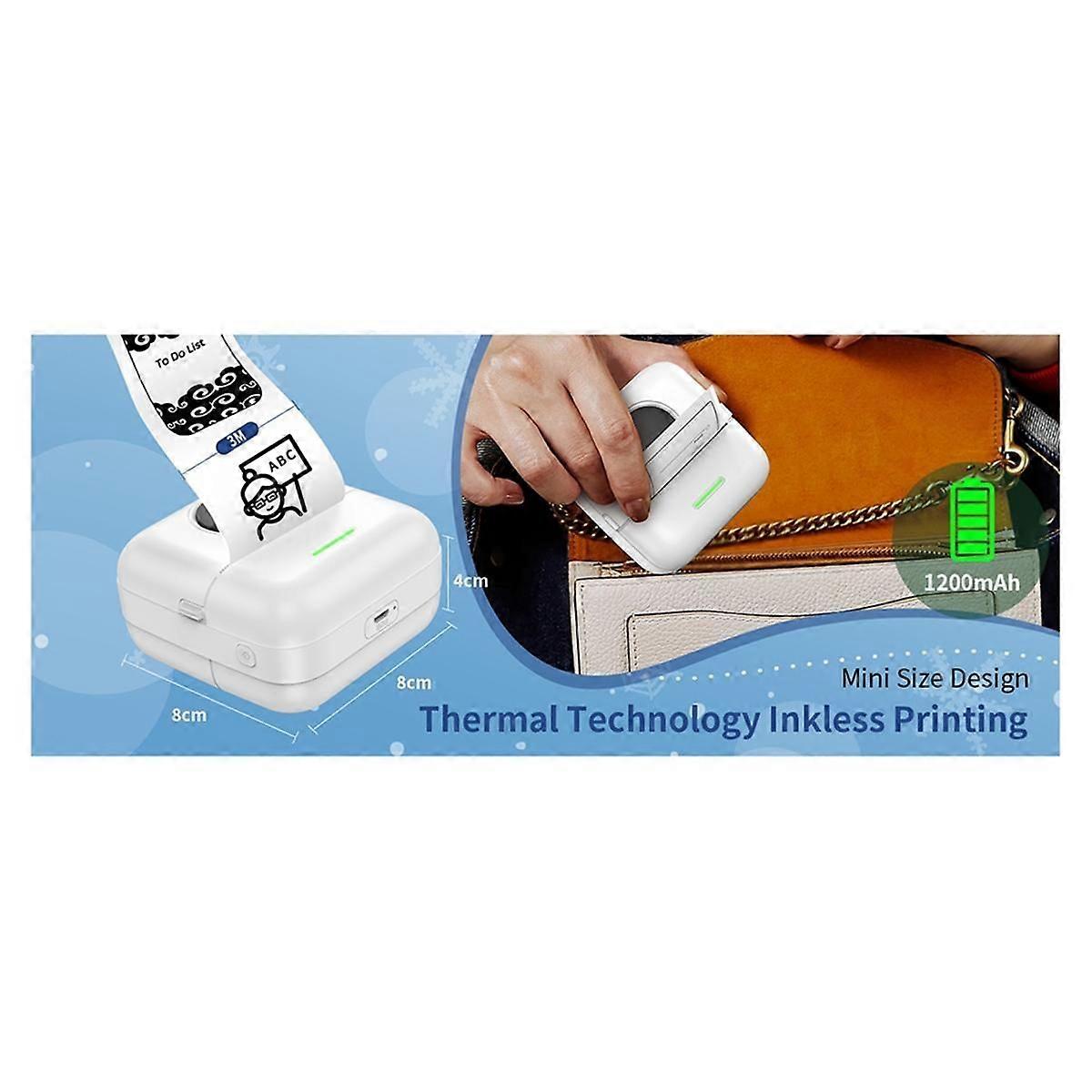 Mini Thermal Printer X5 Bluetooth Pocket Printer Portable Inkless Sticker Printer for Study, Notes