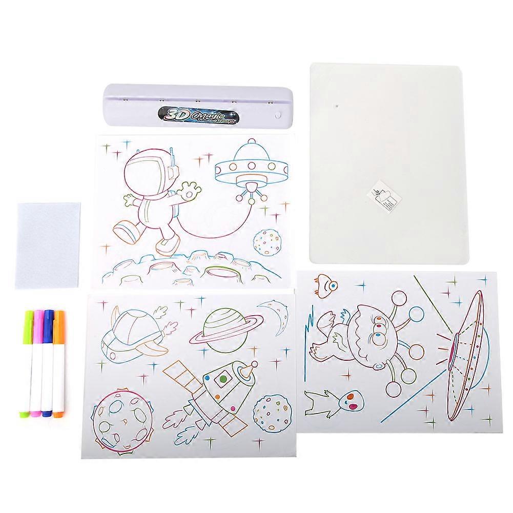 3D Multifunctional LED Light Glowing Writing Drawing Board Tablet Children Toy (Outer Space)