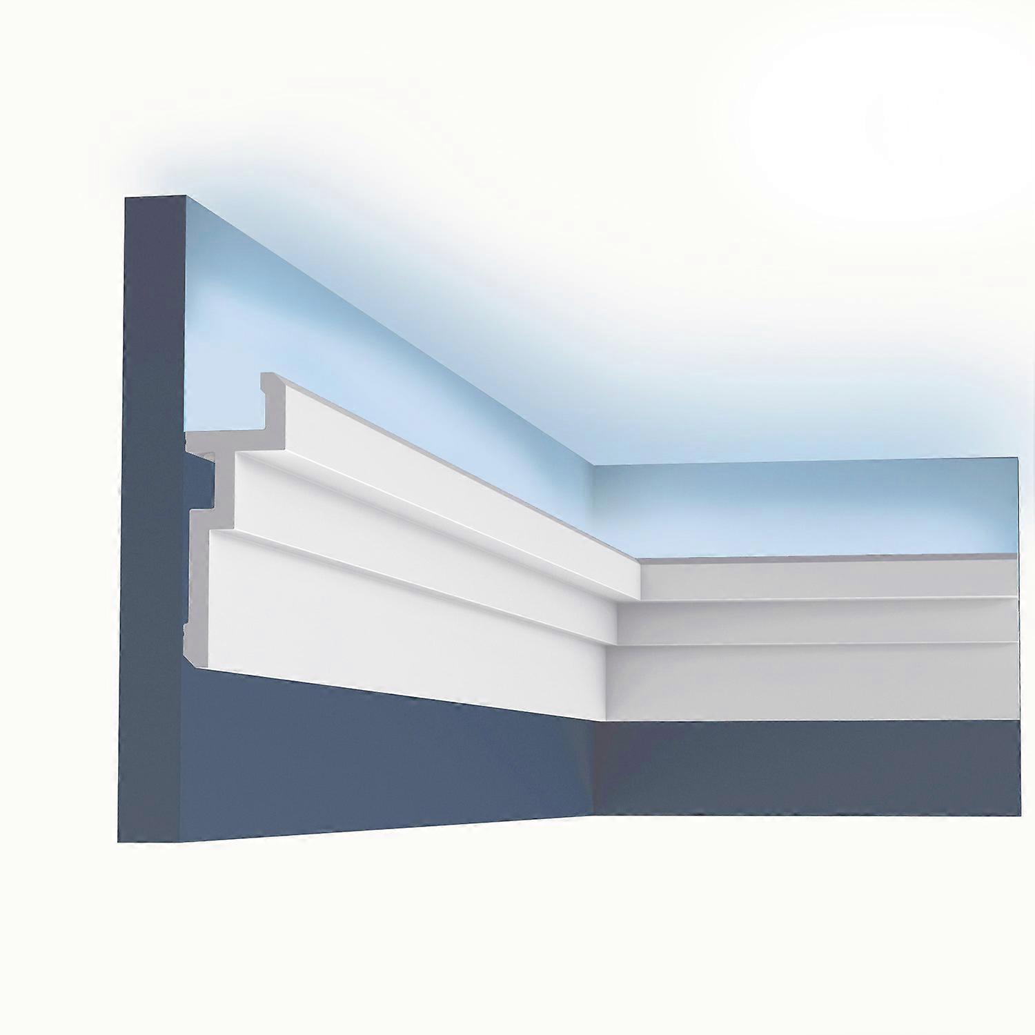 Orac Decor 1 x Cornice moulding CX196 MODERN 200 cm x 4 cm x 11,3 cm white Duropolymer® pre-primed lightweight, dimensionally stable, shockproof appro
