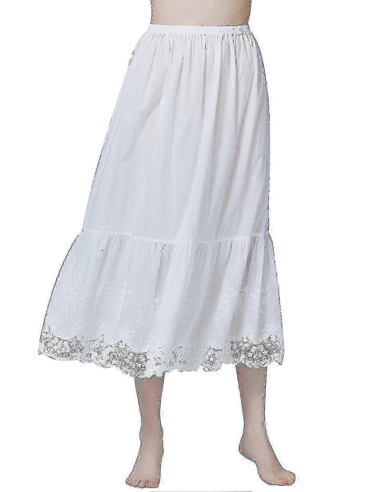 Yarım Slip Etek Genişletici Dantel İşlemeli %100 Pamuk Vintage Etek Altı-YVAN