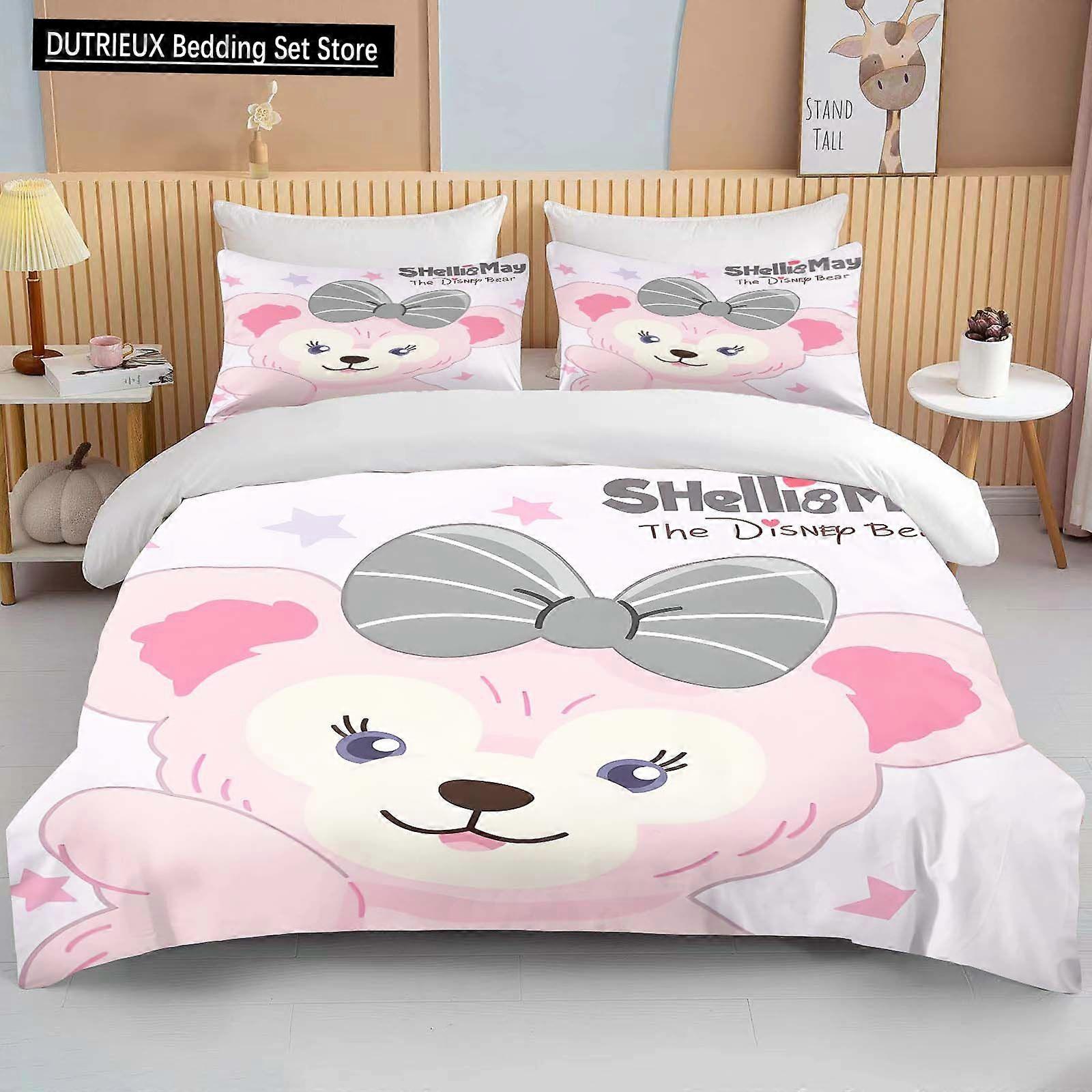 v867 Bed Sheets  Size  Duffy and Friends Printed Bedding Set Cartoon Microfiber Bed Set Pillowcase Adult Bed Cover Bedroom Bed Set Duvet 3-Piece Beddi