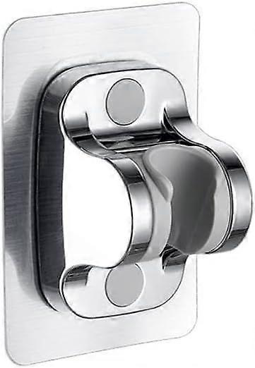 Bathroom Adjustable Plastic Shower Head Holder with Adhesive Stick, 1 Piece (Silver)