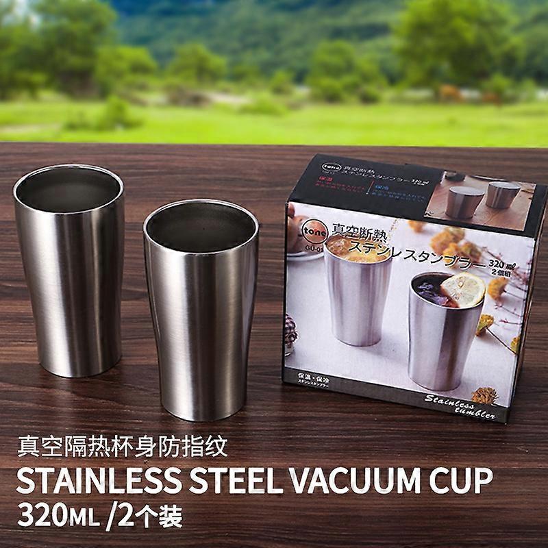 2Pcs Stainless Steel Thermos Double Layer Cup Camping Vacuum Cup Coffee Cup Cold Insulated Thermos Thermos Cups Water Cup