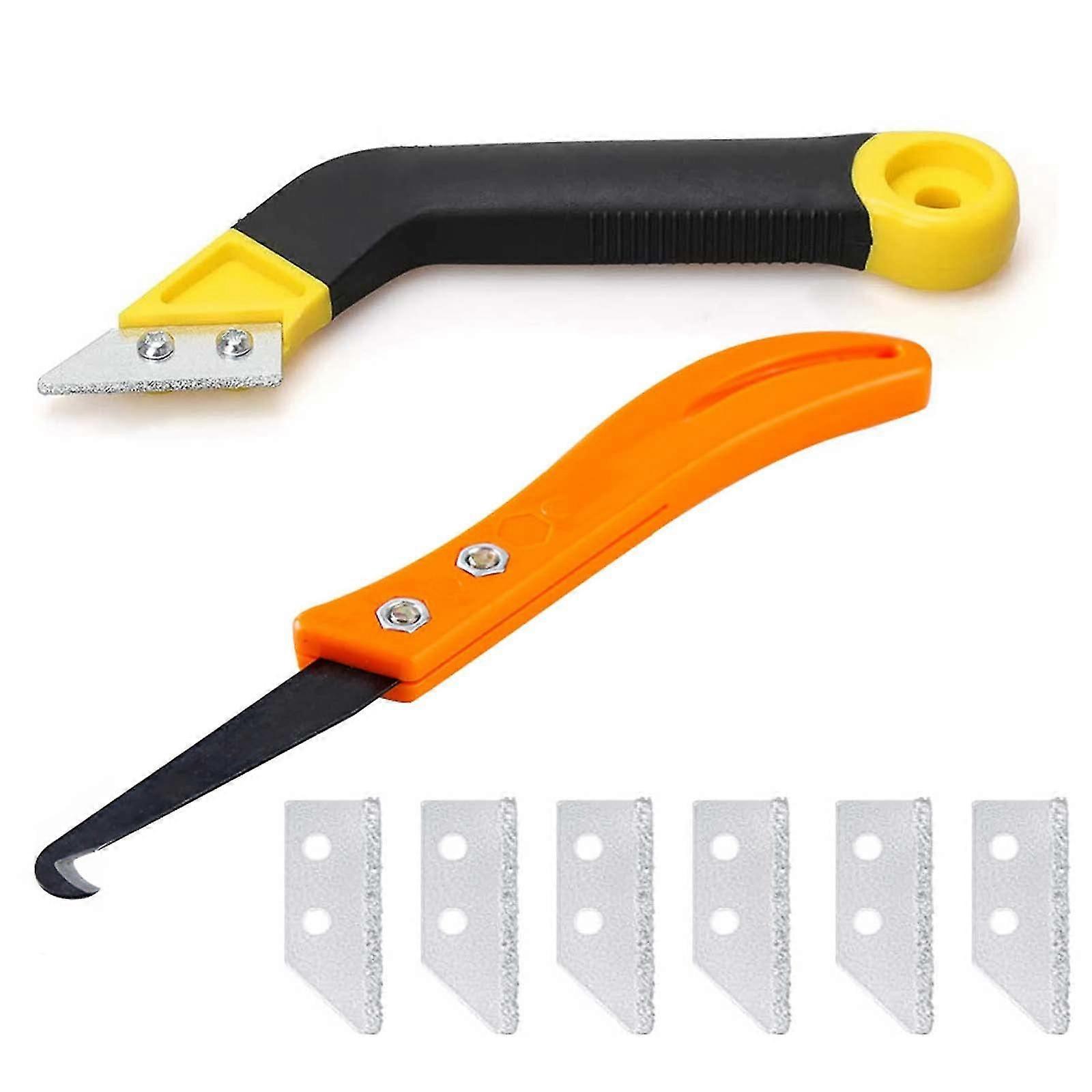 Grout Scraper Grout Cleaning Tool Set - With 6 Replacement Blades - compatible Household Floor Tile Cleaning