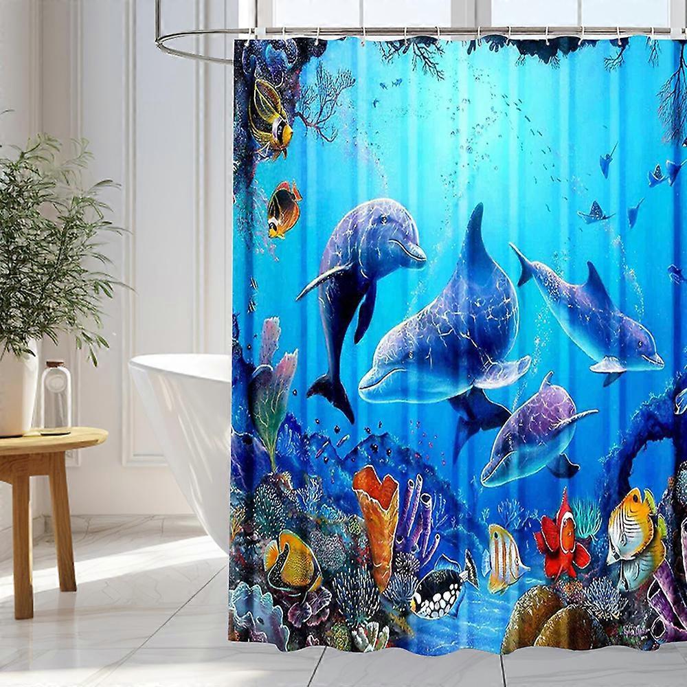 Ocean-Themed Waterproof Polyester Shower Curtain