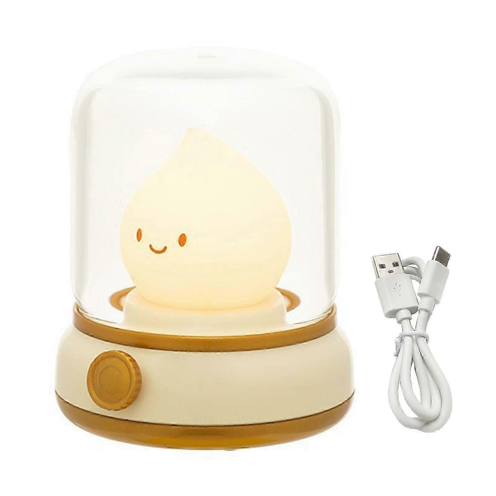 Cute Kerosene Lamp with Flickering Flame Effect Soft Lighting Flicker Free Eye Protection Adjustable Dimmable USB Rechargeable