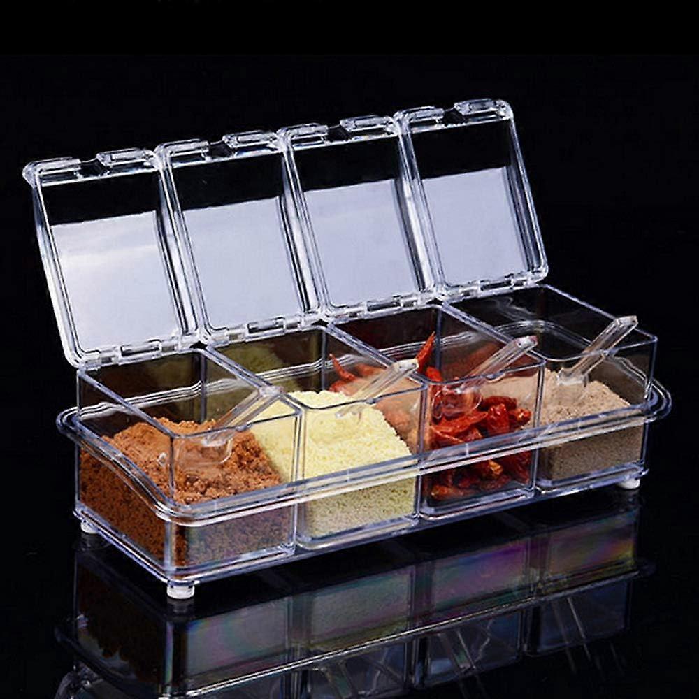 Kitchen Spice Box Set with Spoon and Lid Spice Container Transparent Kitchen Utensils