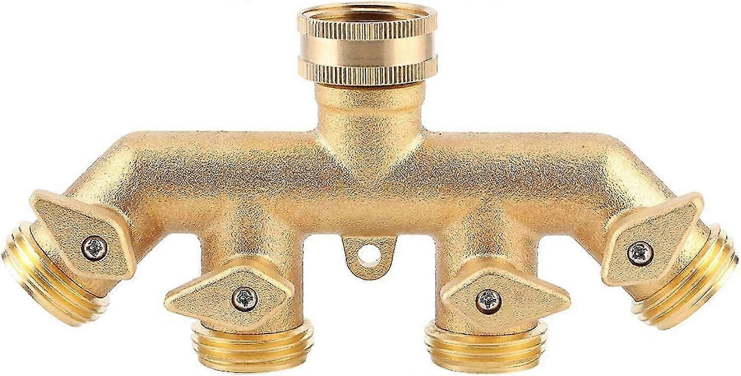 Hose Distributor (4 Way), Brass Garden Hose Adapter Four Way Splitter Adapter Ball Valve Faucet Connector