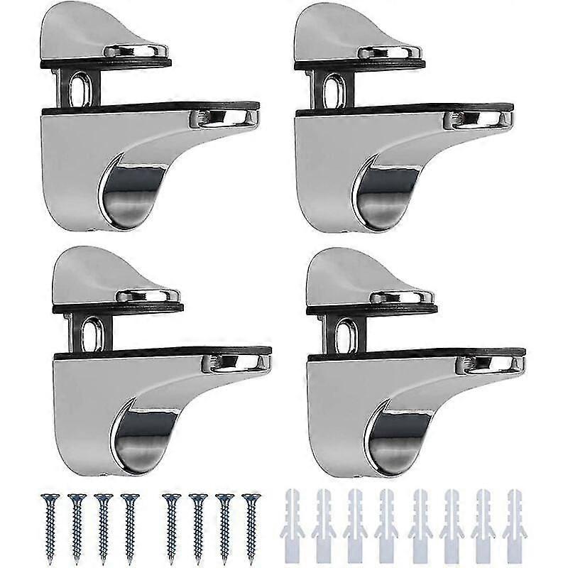 4 قطع دعم الجرف الزجاجي ، رف زجاجي للحمام مصقول من سبائك الزنك قابل للتعديل للأرضيات الزجاجية والخشبية بسمك يصل إلى 2-23 مم كحد أقصى