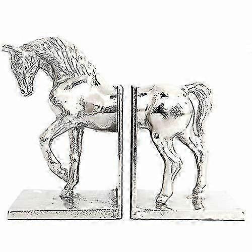 Aluminium Silver Horse Bookends