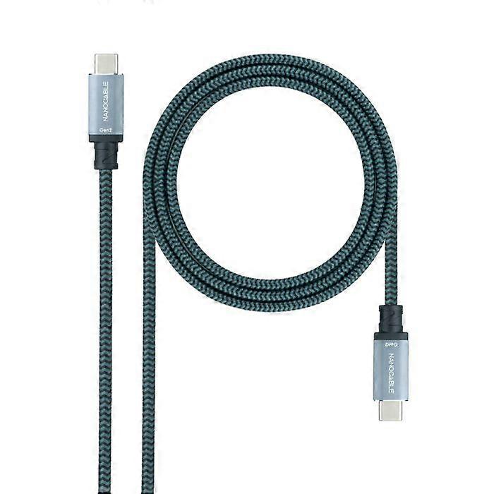 Nanocable NANOCABLE USB 3.1 Cable USB-C-M-USB-C-M, Gen2 10Gbps 5A, Color Grey-Black, 1 m