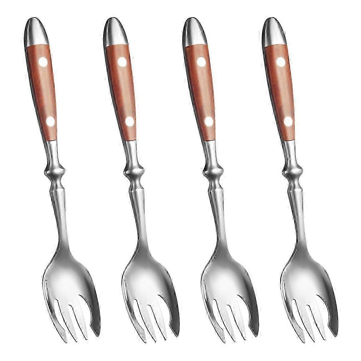 4 Pcs Metal Sporks Set,Stainless Steel Salad Spoons with Bakelite Handle,Salad Forks Spork for Sala Edition
