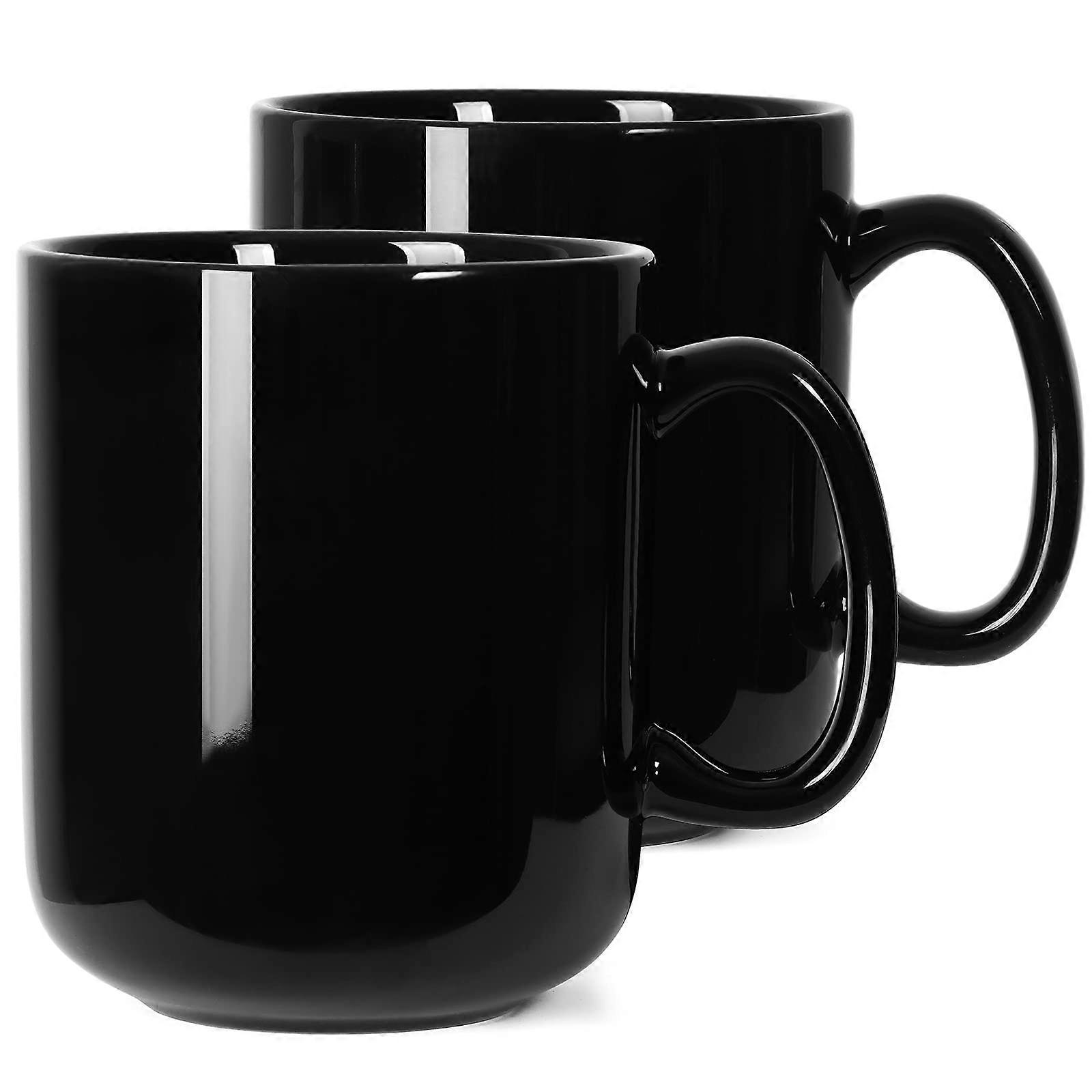 20 OZ Large Coffee Mug Set of 2, M016 Plain Black Ceramic Tea Cup with Handle for Men and Dad