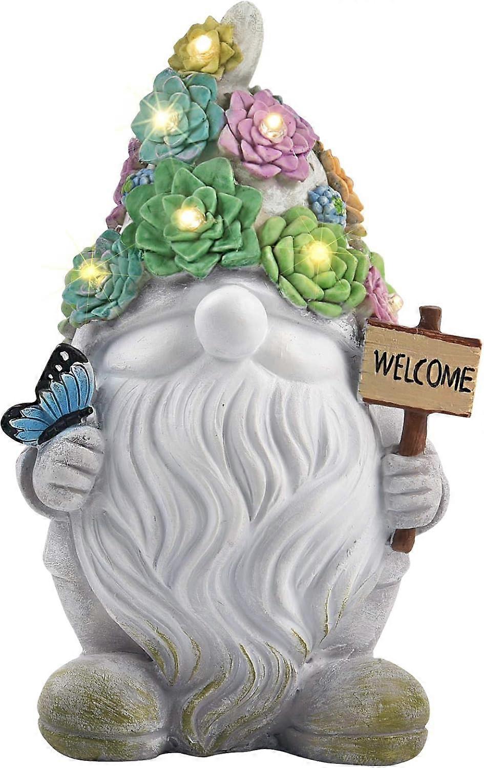 Garden Gnome Statue, Solar Powered, Outdoor Decor