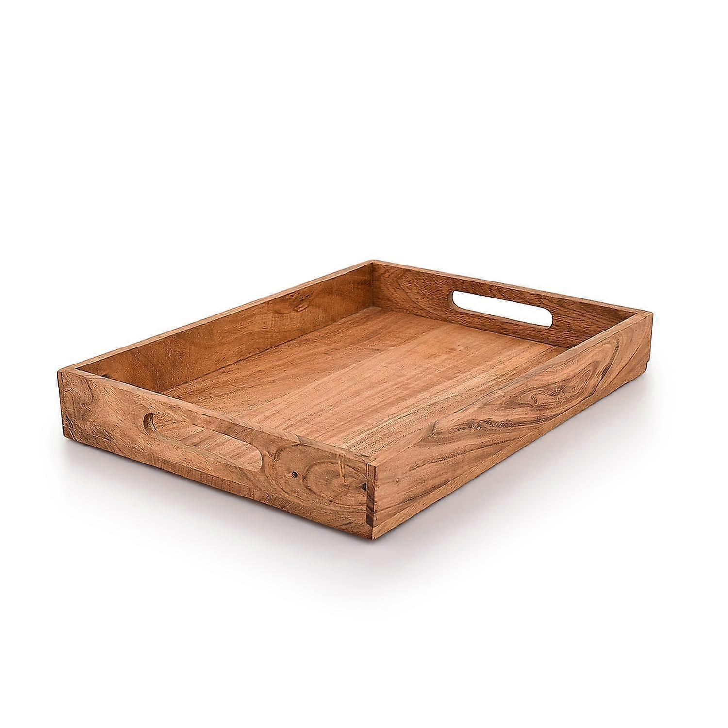 Wooden Rectangular Serving Tray for Home Restaurants 16' x 12' x 2'