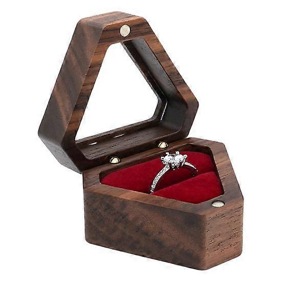 Jewelry Storage Box Finish Velvet Foam Triangle Shape Rustic Storage Single Slot Wooden Ring Box Engagement Accessory