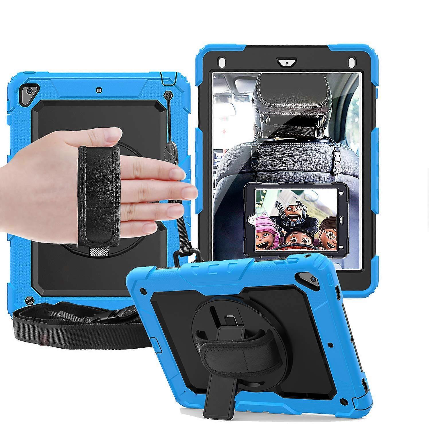 Rugged Case with Built-in Kick Stand for iPad 10.2 Inch 9th 8th 7th Gen - Heavy Duty Protection for A2197 A2270 A2602 - Sky Blue