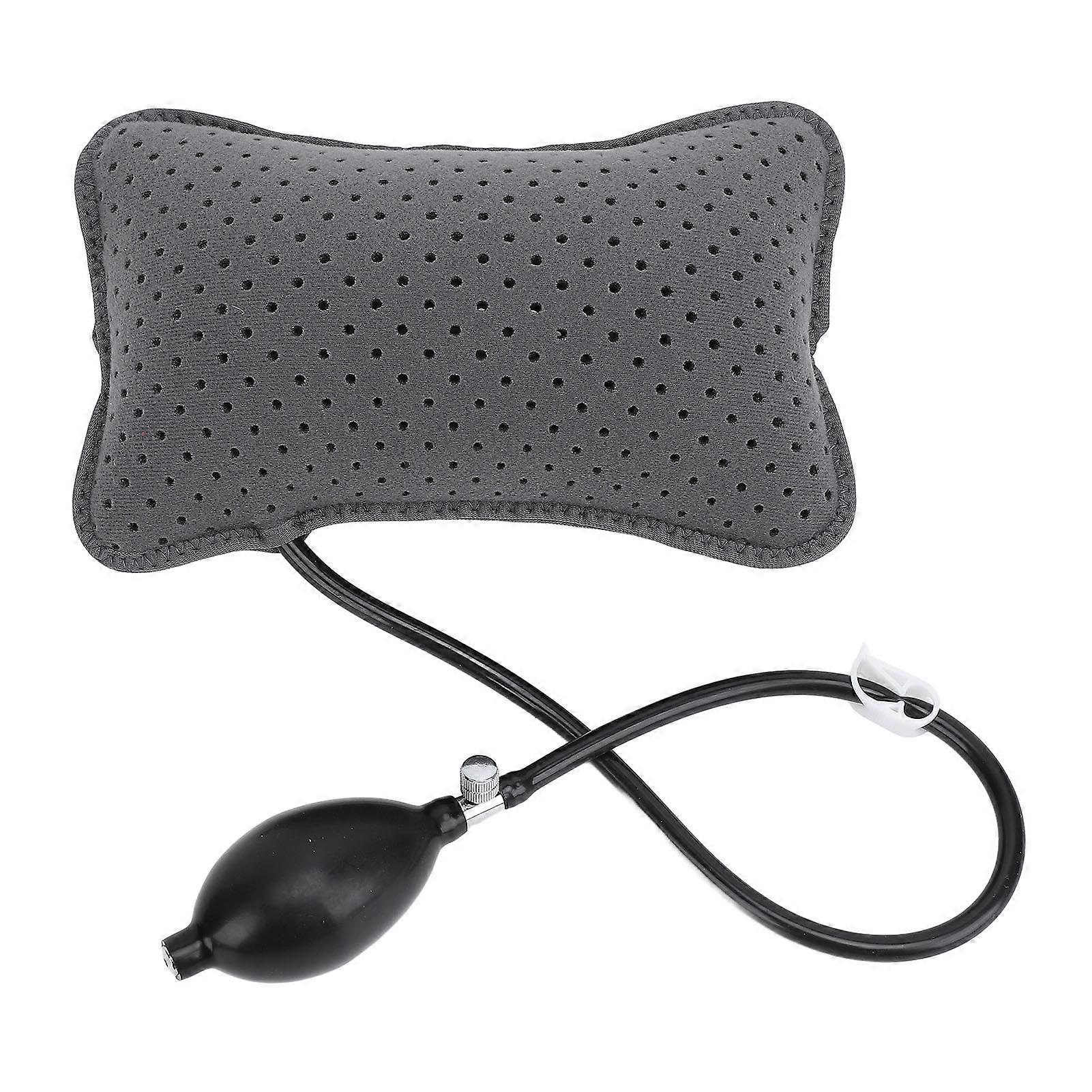 Dark Grey Inflatable Lumbar Support Pillow Polyester Comfortable Waist Pillow for Office Work