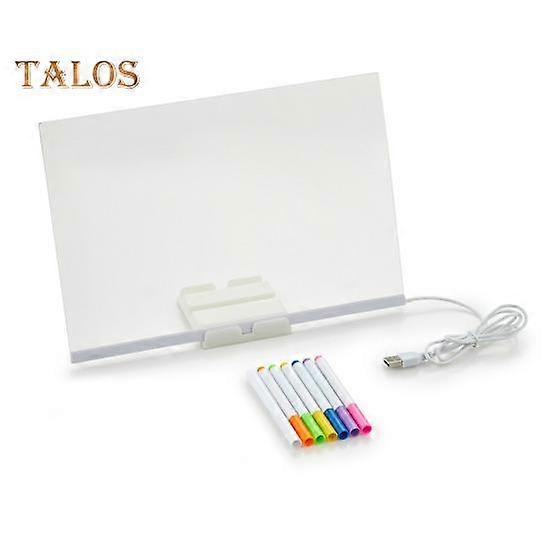 LED Note Board with Colors Light Up Acrylic Message Board Transparent Faux Crystal Clear Writing Surface Adjustable Stand