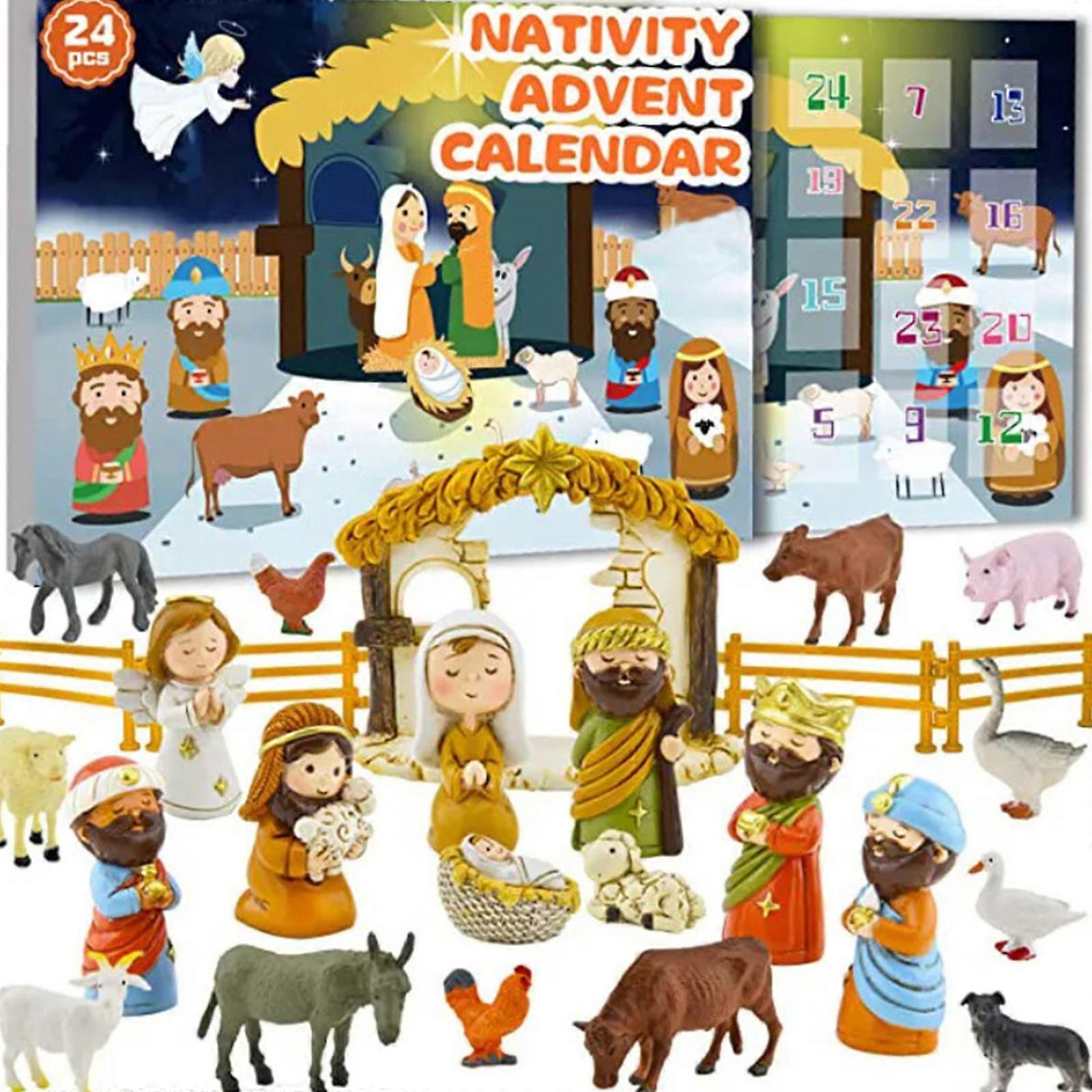 Nativity Scene Advent Calendar,2023 Nativity Scene Advent Calendar Set for Kids Toys