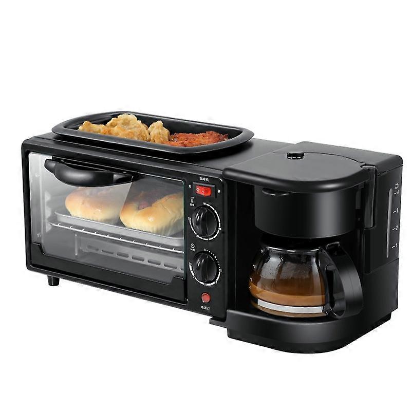3 in 1 Electric Breakfast Machine Multifunction Coffee Maker + Frying Pan + Mini Oven Household Bread Pizza Oven 3 in 1 Multifunction Coffee Maker