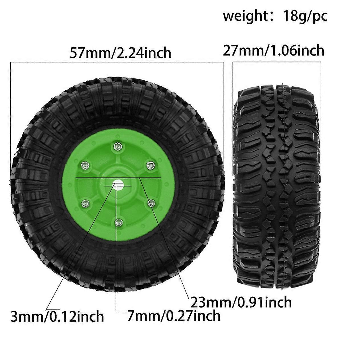 4pcs 57mm 1.0 inch Beadlock Wheel Tire Set for TRX4M SCX24 AX24 White