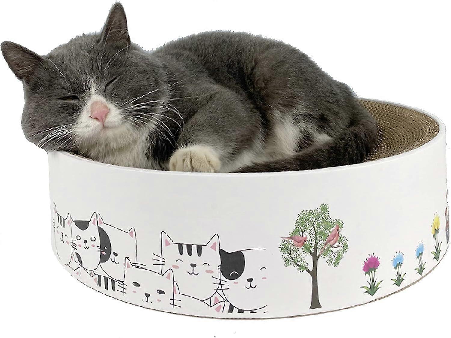 Round corrugated cat scratching post, multifunctional high density cat scratching board recyclable cardboard scratching pad