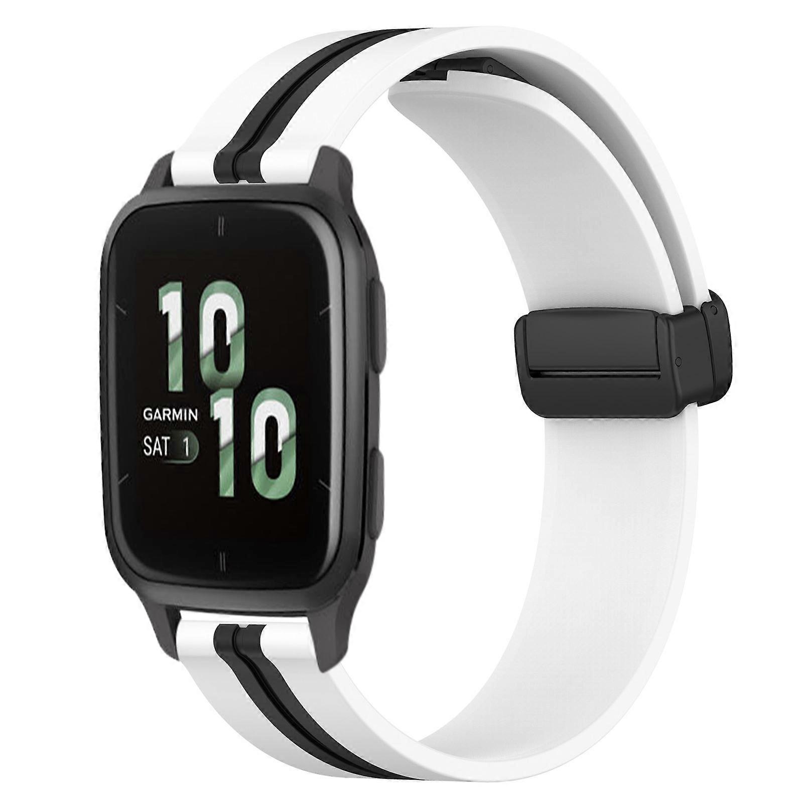 For Garmin Forerunner Sq2 20mm Folding Magnetic Clasp Silicone Watch Band