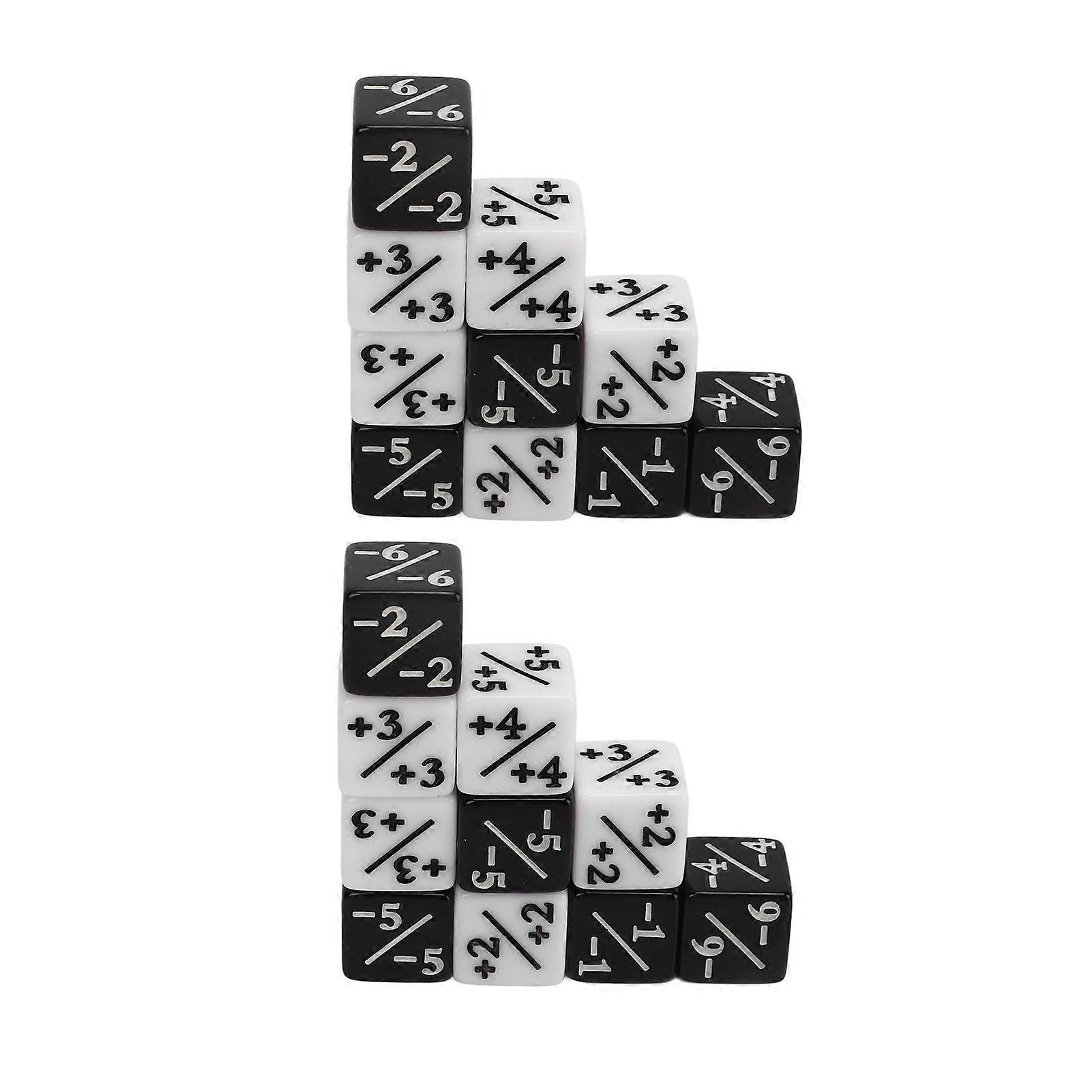 20Pcs 16mm Positive and Negative Dice Black White 4 Sided Dice Counter for Math Teaching