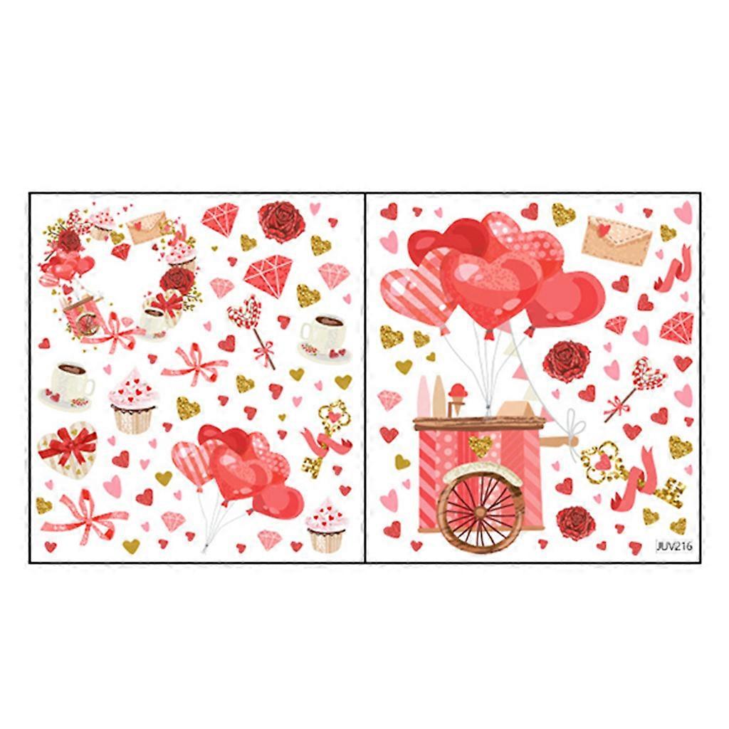2 Sheets Happy Valentine's Day Window Clings Gnome Window Decals Wall Sticker