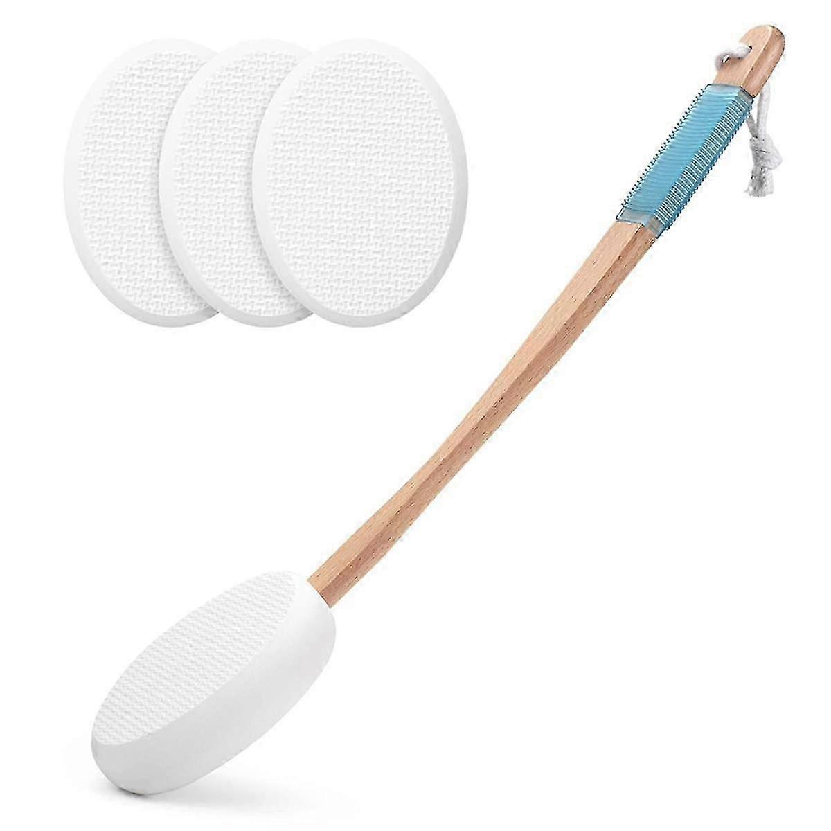 Back Lotion Applicator with 4 Replaceable Pads, Long Handle for Seniors & Women