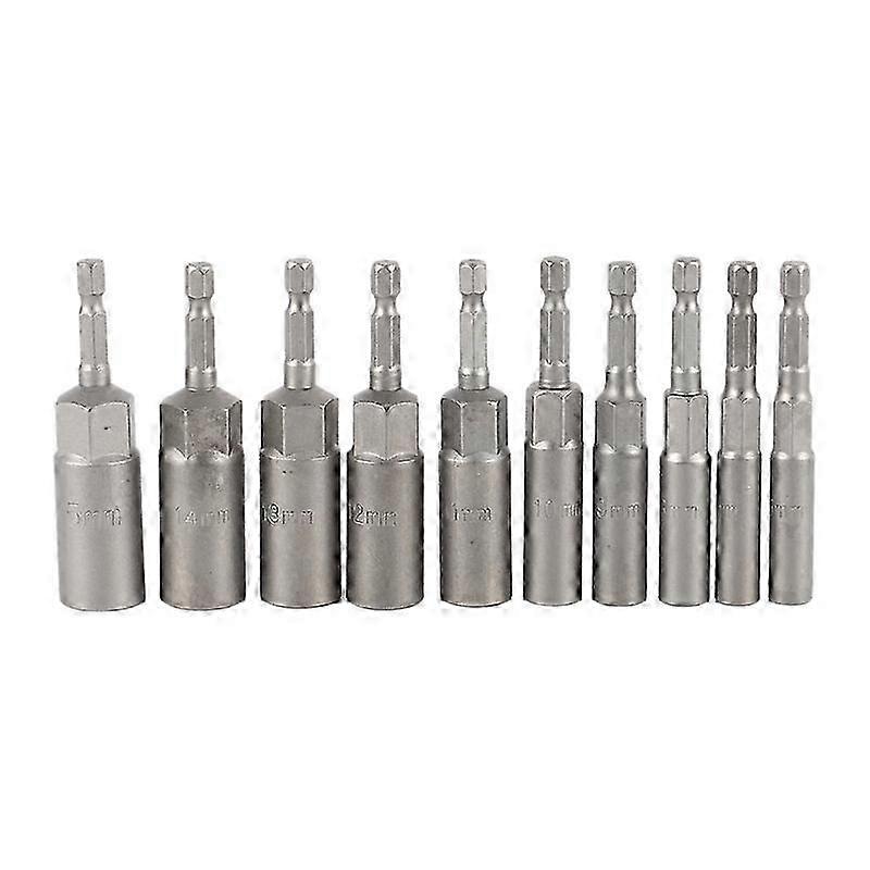10-Piece 1/4" Hex Bit Socket Set with Deep Sockets & 1/2" Impact Adapter for Drill Bits