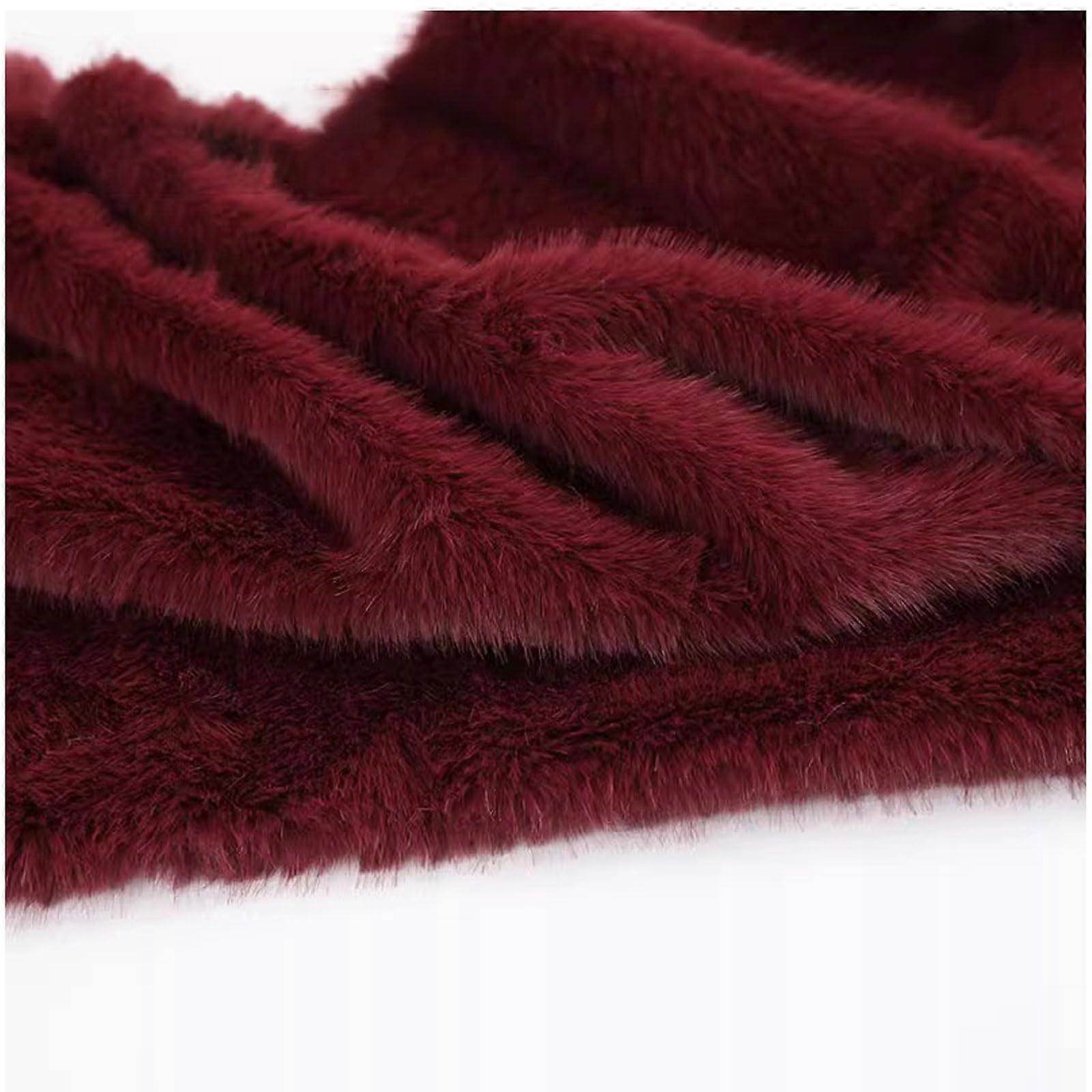 Shaggy Faux Fur Fabric 20mm Short Pile Plush Material 160x50cm Burgundy for Crafts, Costumes, Decorations, Cushions