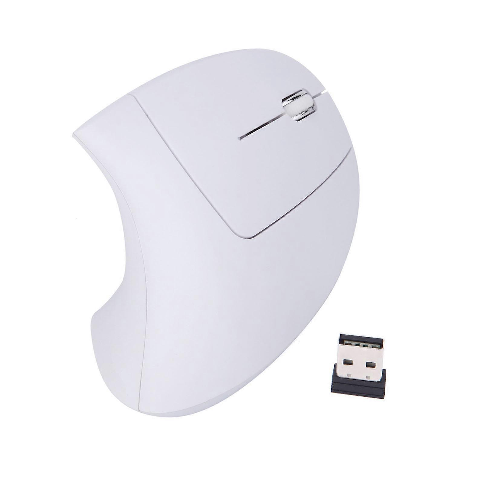 2.4G Ergonomic Vertical Mouse,USB 2.4GHz Wireless Mouse 1600DPI Adjust Suitable for Desktop Computer Laptops  White