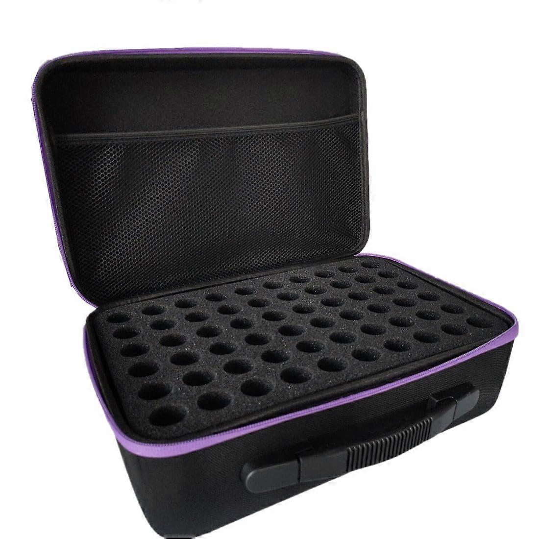 Hard Shell Essential Oil Storage Case with Foam Insert for 120 Bottles, Portable Double-Layer EVA Organizer Travel Bag in Black Purple