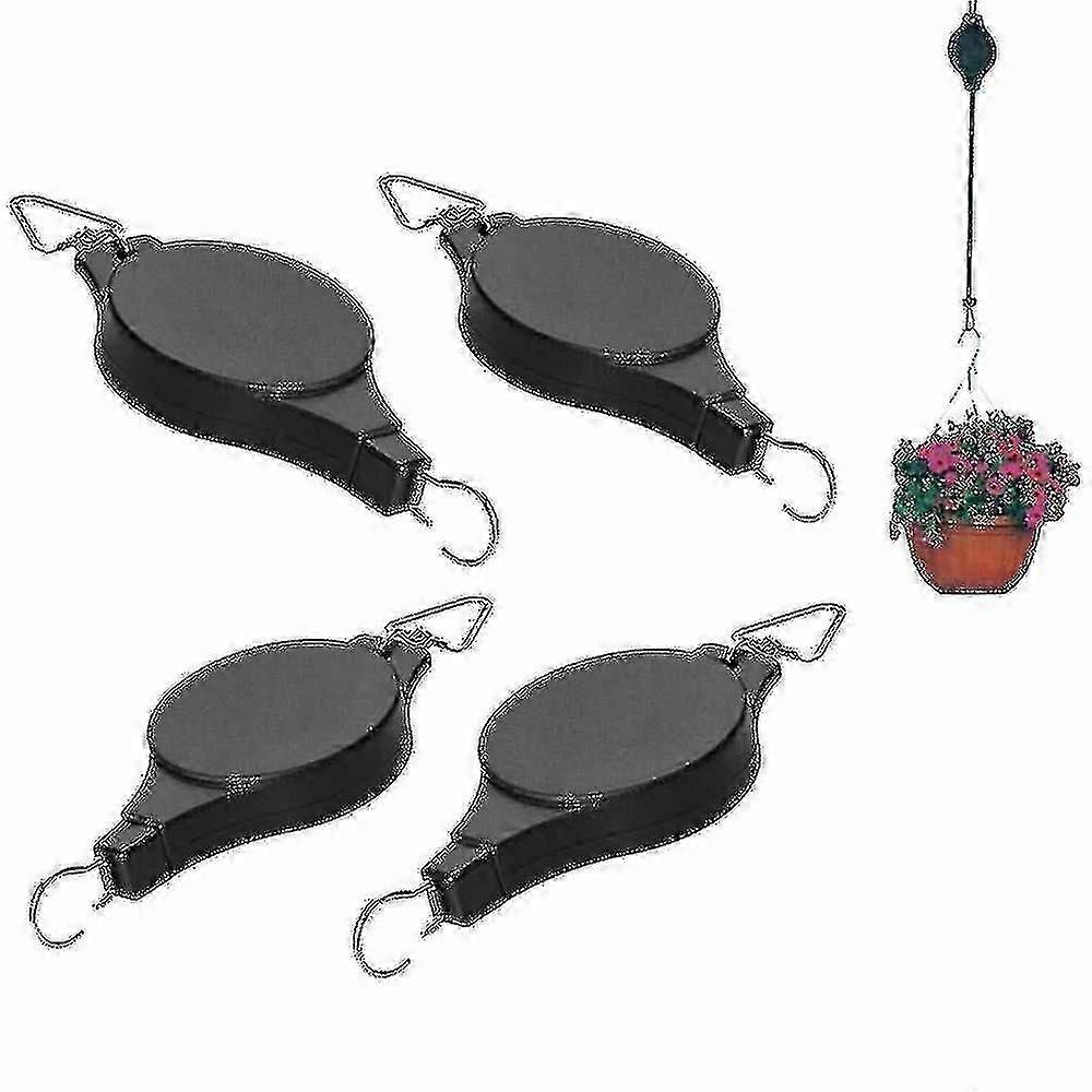 4pcs引き込み式植物プーリー調節可能なハンギングフラワーバスケットフックハンガーガーデンバスケットポットと鳥フィーダーハンギングバスケット屋内屋外デコ