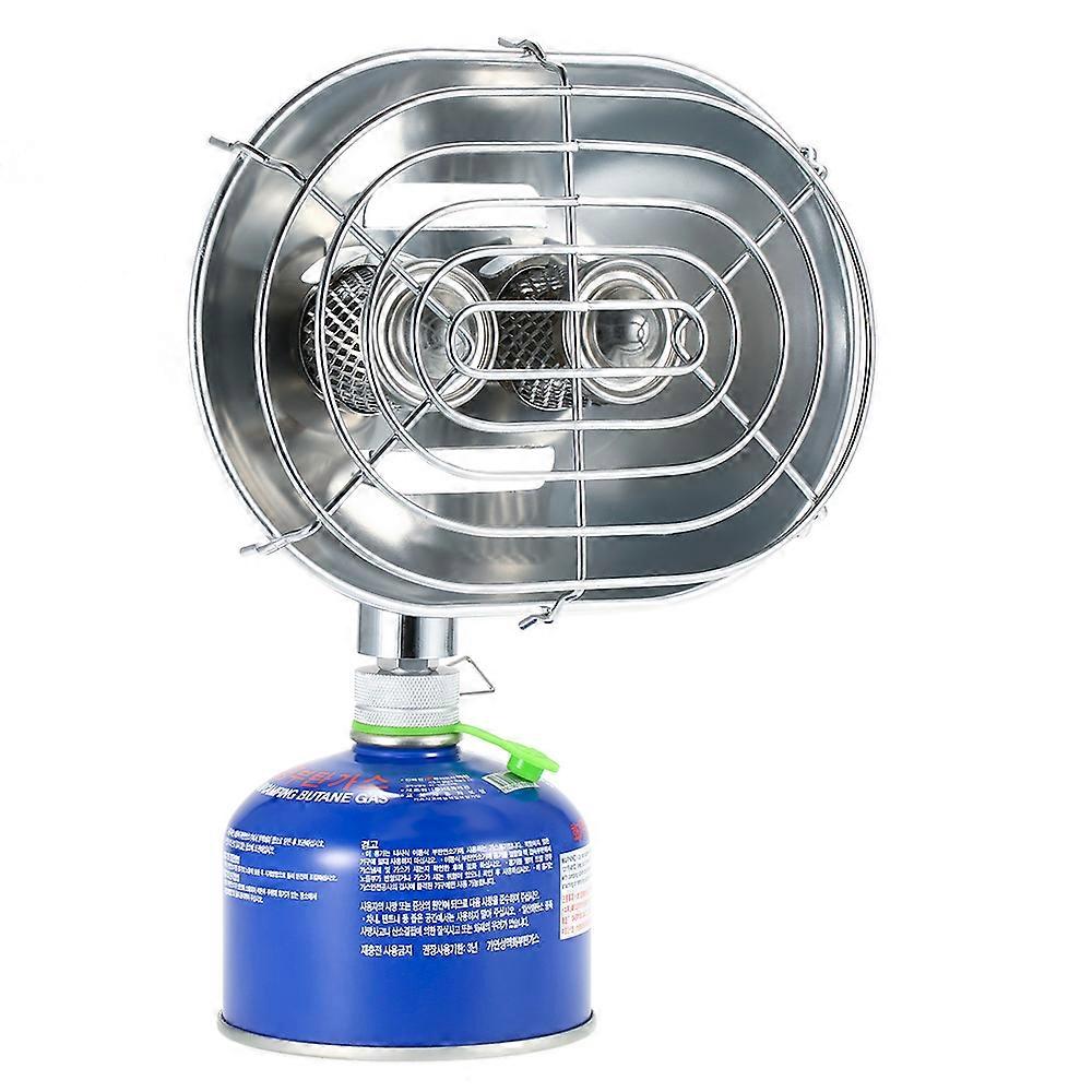 Portable Double-Head Gas Heater Outdoor Camping Dual Burner Compact Lightweight Stainless Steel Adjustable Heat Levels Energy Efficien